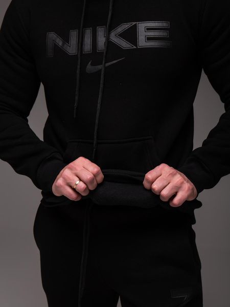 Чоловічий утеплений костюм Nike з капюшоном,чорний