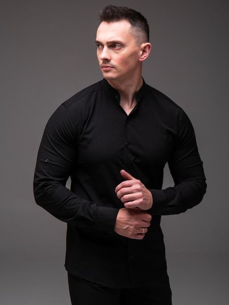 Сорочка чоловіча з довгим рукавом Slim Fit чорна