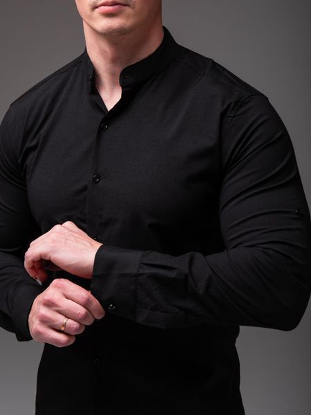 Сорочка чоловіча з довгим рукавом Slim Fit чорна