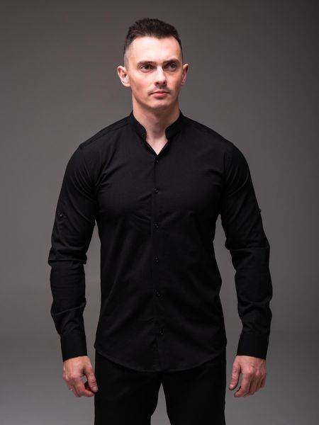 Сорочка чоловіча з довгим рукавом Slim Fit чорна