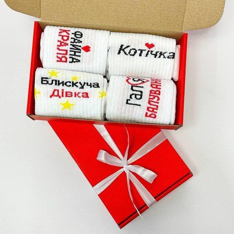 Бокс жіночих подарункових шкарпеток 36-41 на 4 пари