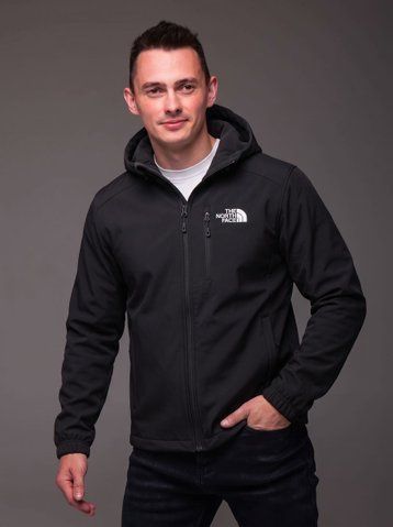 Чоловіча куртка вітрівка Softshell на флісі чорна