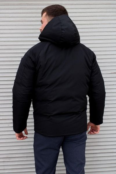 Чоловіча зимова куртка з капюшоном,з матової плащівки, чорна 2120 чор фото