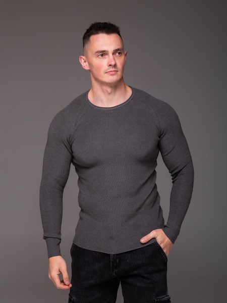 Светр чоловічий приталений Slim fit, сірий