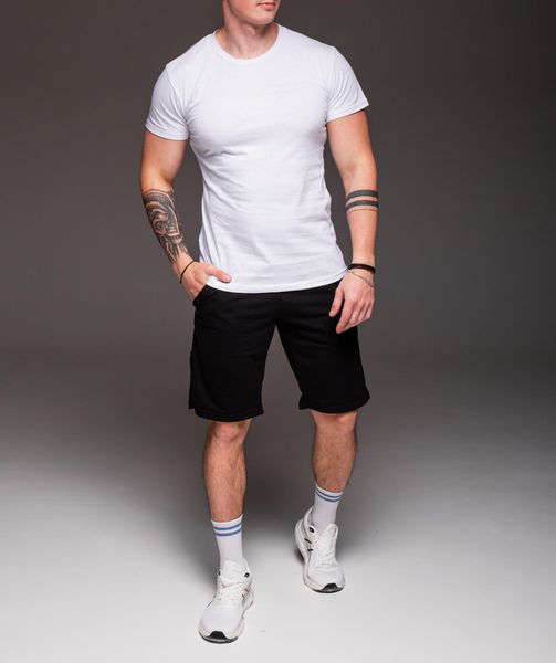 Чоловічий літній комплект футболка + шорти білий 2151 біл фото