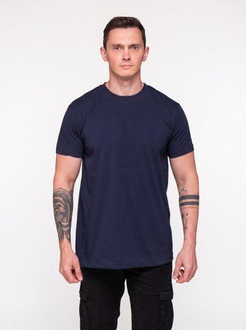 Футболка чоловіча однотонна батал 2XL&ndash;6XL вільного крою темно-синя