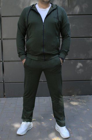 Чоловічий спортивний костюм,утеплений, з капюшоном, хакі ,Батал