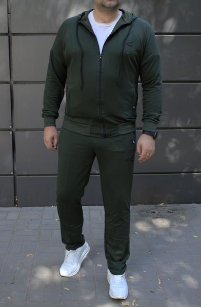 Чоловічий спортивний костюм,утеплений, з капюшоном, хакі ,Батал