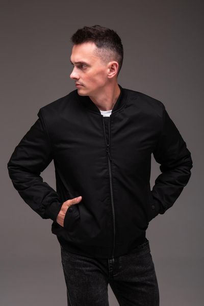 Куртка бомбер утеплена,чоловіча, на блискавці , чорна