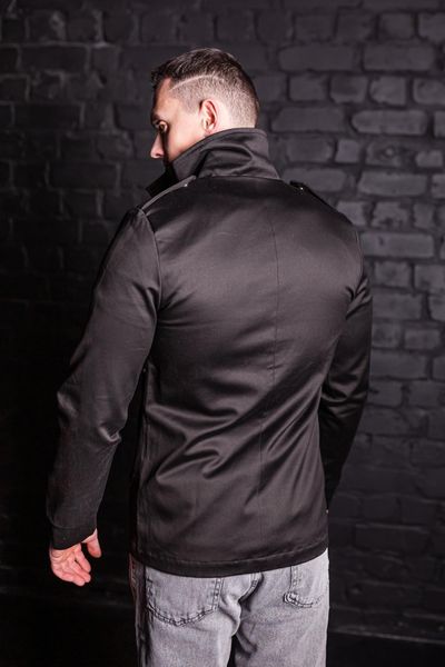 Чорна чоловіча куртка піджак на застібці 2175 фото