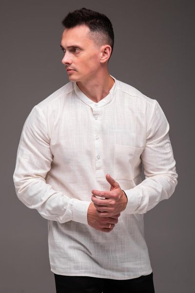 Сорочка чоловіча лляна з кишенею "Style", молочна