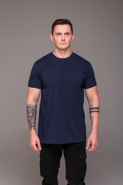 Футболка чоловіча однотонна батал 2XL&ndash;6XL вільного крою темно-синя