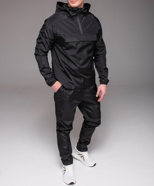 Спортивний костюм чоловічий чорний з плащівки, без підкладки 2050 фото