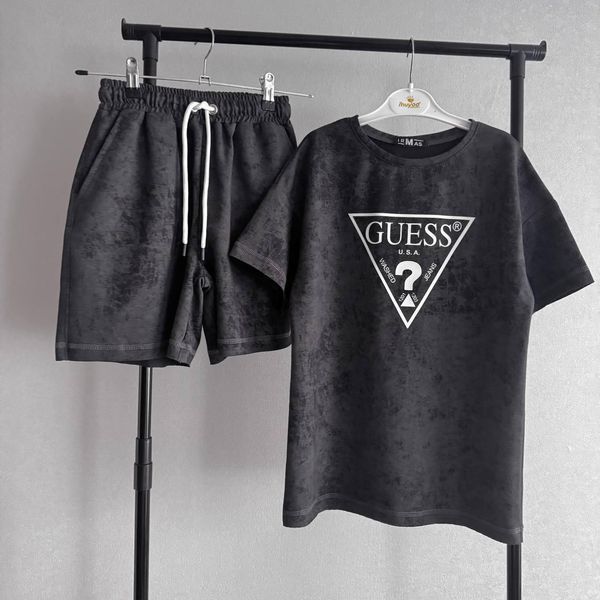 Костюм літній , комплект оверсайз футболка та шорти "GUESS" для дівчинки