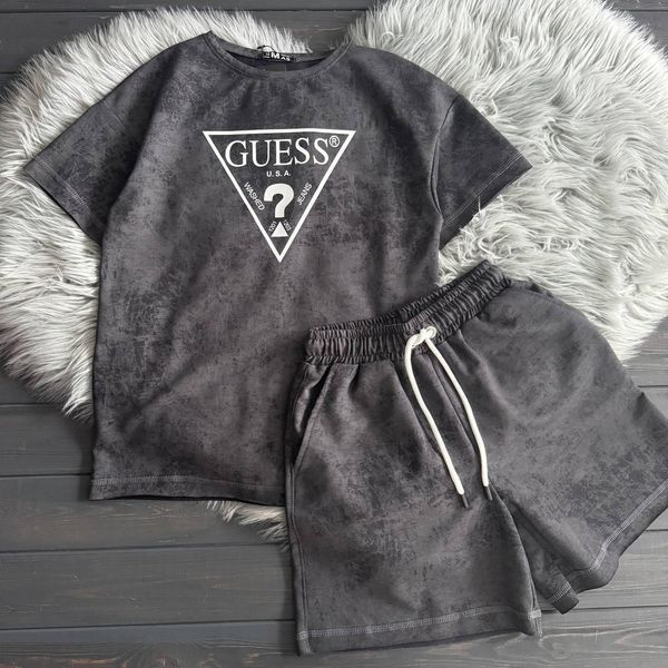 Костюм літній , комплект оверсайз футболка та шорти "GUESS" для дівчинки