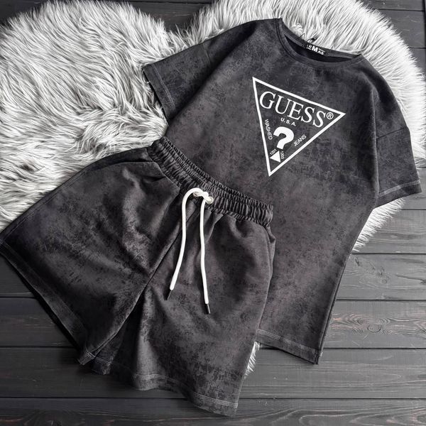 Костюм літній , комплект оверсайз футболка та шорти "GUESS" для дівчинки