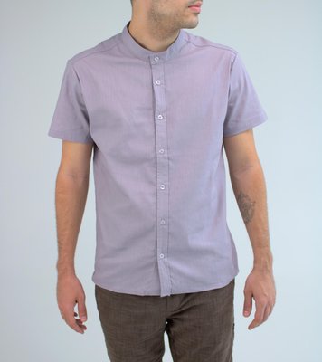 Сорочка чоловіча з льону на короткий рукав,сіра 2030 сір фото