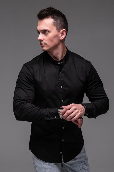 Сорочка чоловіча з довгим рукавом "Modern" чорна