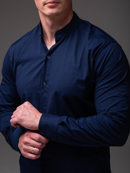 Сорочка чоловіча з довгим рукавом Slim Fit синя
