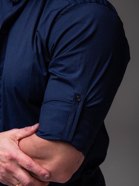 Сорочка чоловіча з довгим рукавом Slim Fit синя
