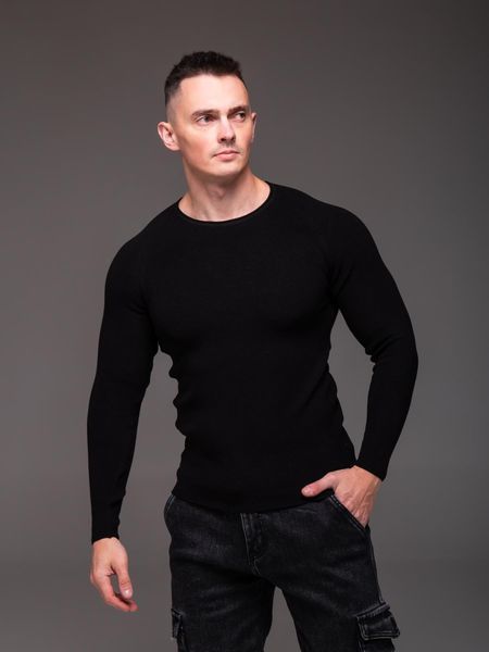 Светр чоловічий приталений Slim fit, чорний