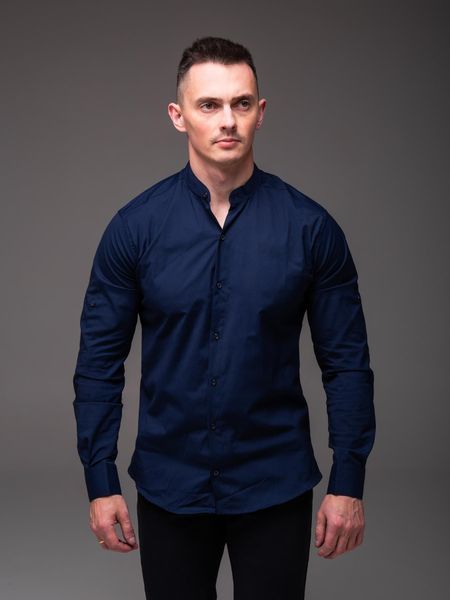 Сорочка чоловіча з довгим рукавом Slim Fit синя