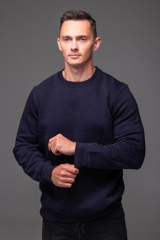 Світшот чоловічий базовий Casual на флісі темно-синій