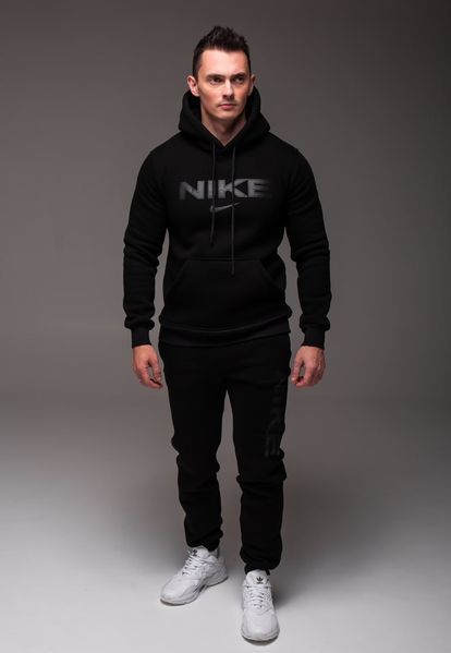 Чоловічий утеплений костюм Nike з капюшоном,чорний