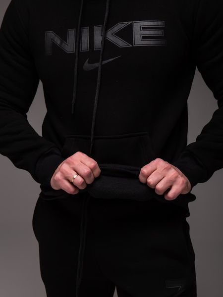 Чоловічий утеплений костюм Nike з капюшоном,чорний