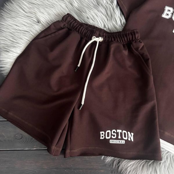 Підлітковий комплект унісекс Boston (футболка та шорти), коричневий варенка, розміри 140-164