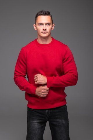 Світшот чоловічий базовий Casual на флісі червоний