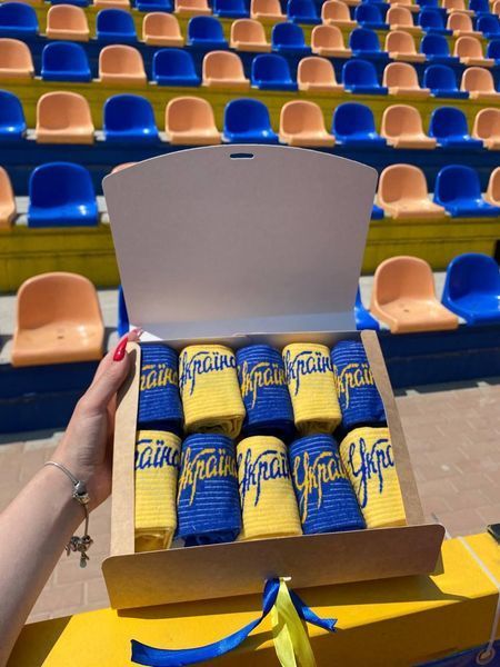 Бокс патріотичних жіночих шкарпеток Україна 10 пар 36-41р у подарунковій коробці