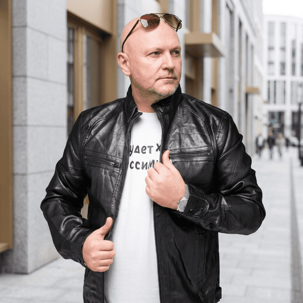 Куртка чоловіча з екошкіри прямого крою, великого розміру