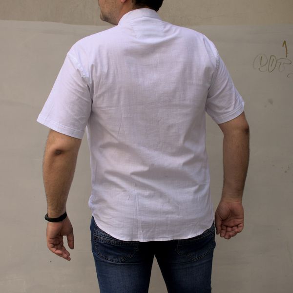 Чоловіча сорочка біла, короткий рукав БАТАЛ льон 2149 фото