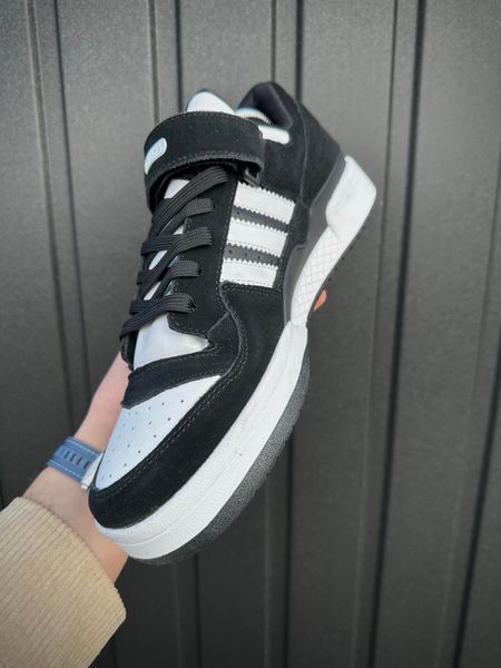 Кросівки Adidas Forum low, замша (чорно білі)