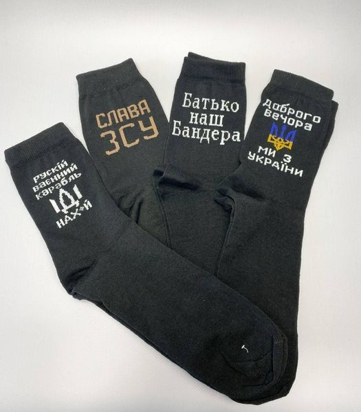 Бокс чоловічих патріотичних шкарпеток 41-45 4 пари в зеленій коробці весна-осінь-літо