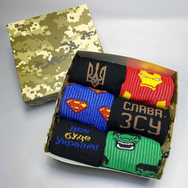 Бокс чоловічих шкарпеток 40-45 на 6 пар у подарунковій коробці