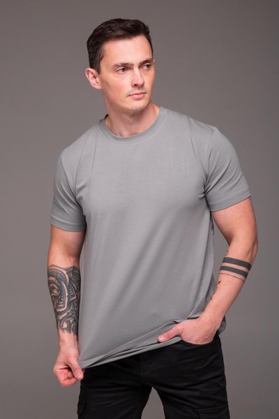 Футболка чоловіча однотонна батал 2XL&ndash;6XL вільного крою сіра