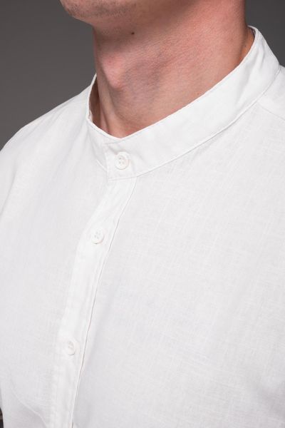 Сорочка чоловіча з льону на короткий рукав,молочна 2030 мол фото