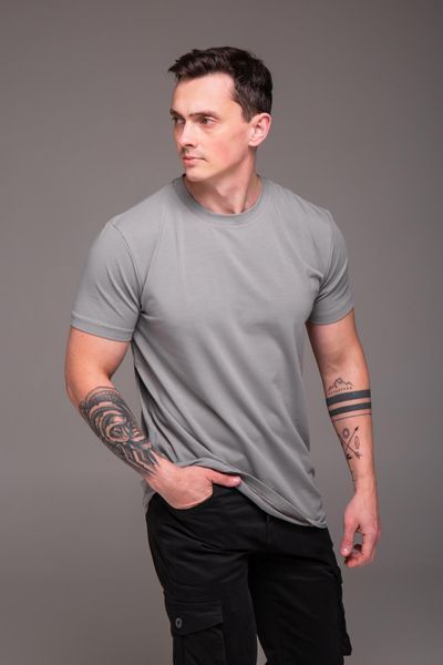 Футболка чоловіча однотонна батал 2XL&ndash;6XL вільного крою сіра