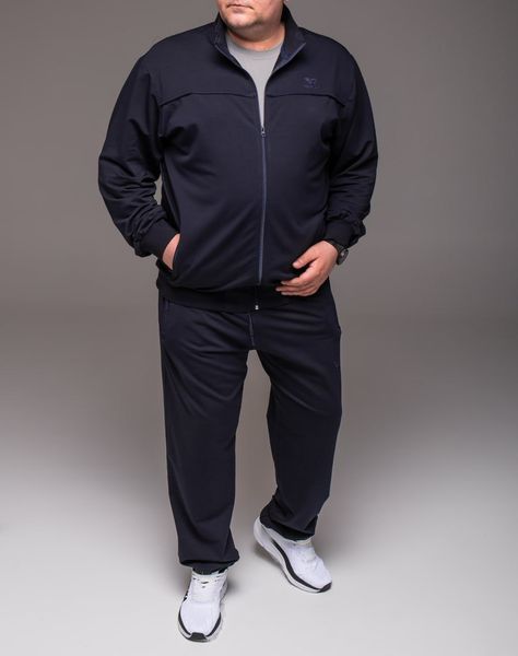 Спортивний костюм чоловічий великого розміру 6XL-8XL, без капюшона, синій (прямі штани)