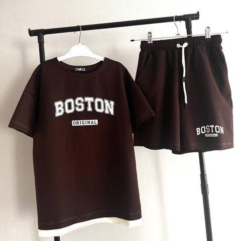 Підлітковий комплект унісекс Boston (футболка та шорти), коричневий варенка, розміри 140-164