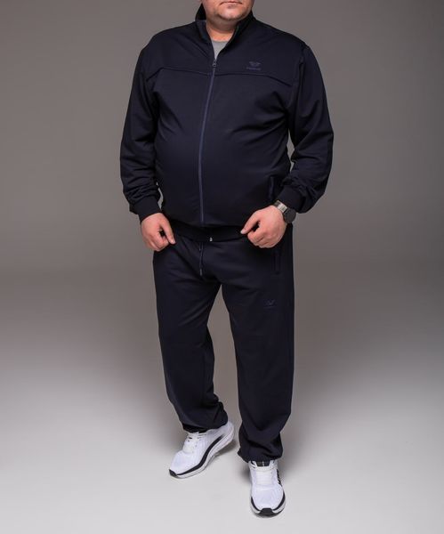 Спортивний костюм чоловічий великого розміру 6XL-8XL, без капюшона, синій (прямі штани)