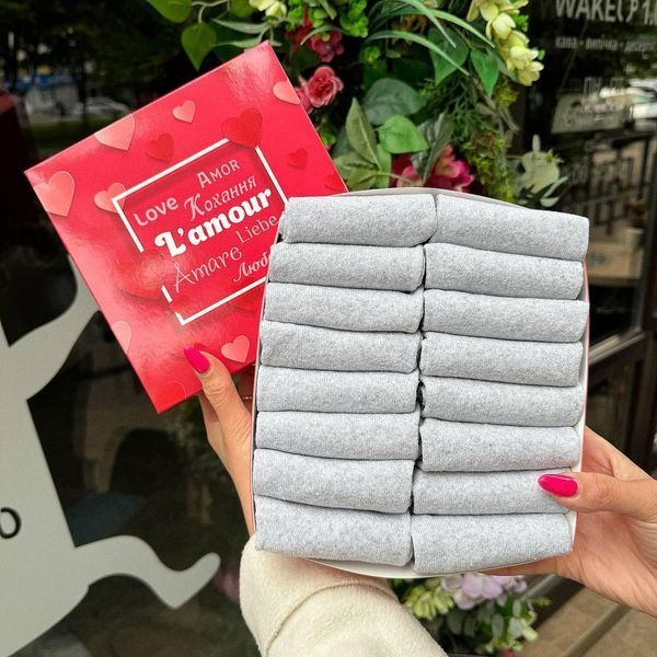 Набір чоловічих коротких шкарпеток на 16 пар 41-45 р в коробці із стрічкою літо