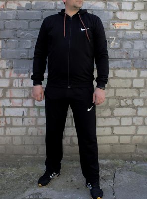 Чорний чоловічий спортивний костюм БАТАЛ з капюшоном 2142 фото