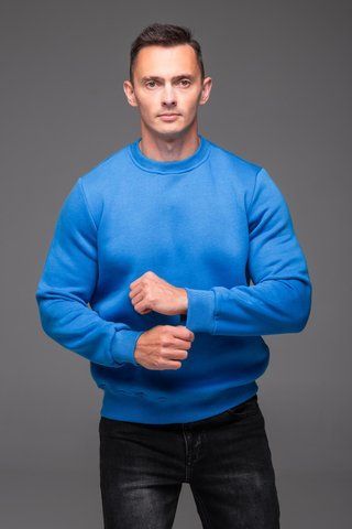 Світшот чоловічий базовий Casual на флісі блакитний