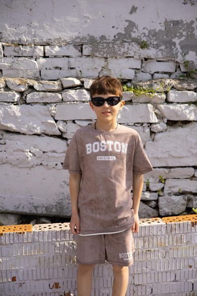 Стильний літній комплект для хлопчика підлітка "BOSTON", бежевий