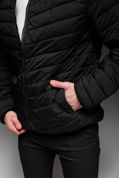 Куртка чоловіча стьобана з капюшоном БАТАЛ, чорна 2224 чор фото