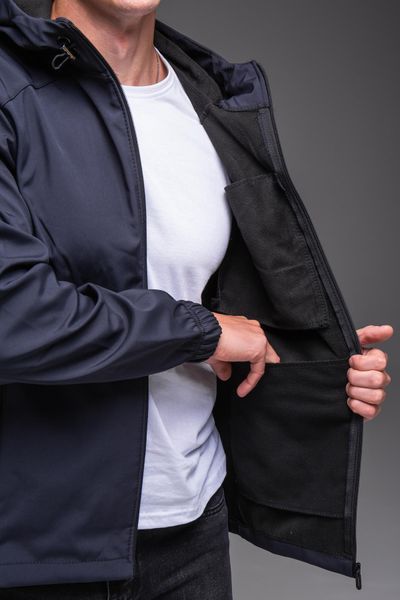 Чоловіча куртка вітрівка Softshell на флісі синя