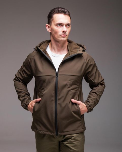 Куртка чоловіча з капюшоном ,на флісі ,хакі Soft Shell